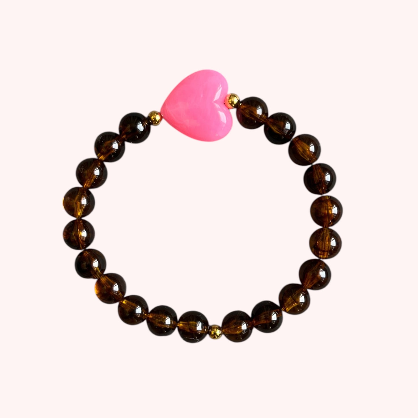 BRACELET PETIT COEUR - MARRON/ROSE