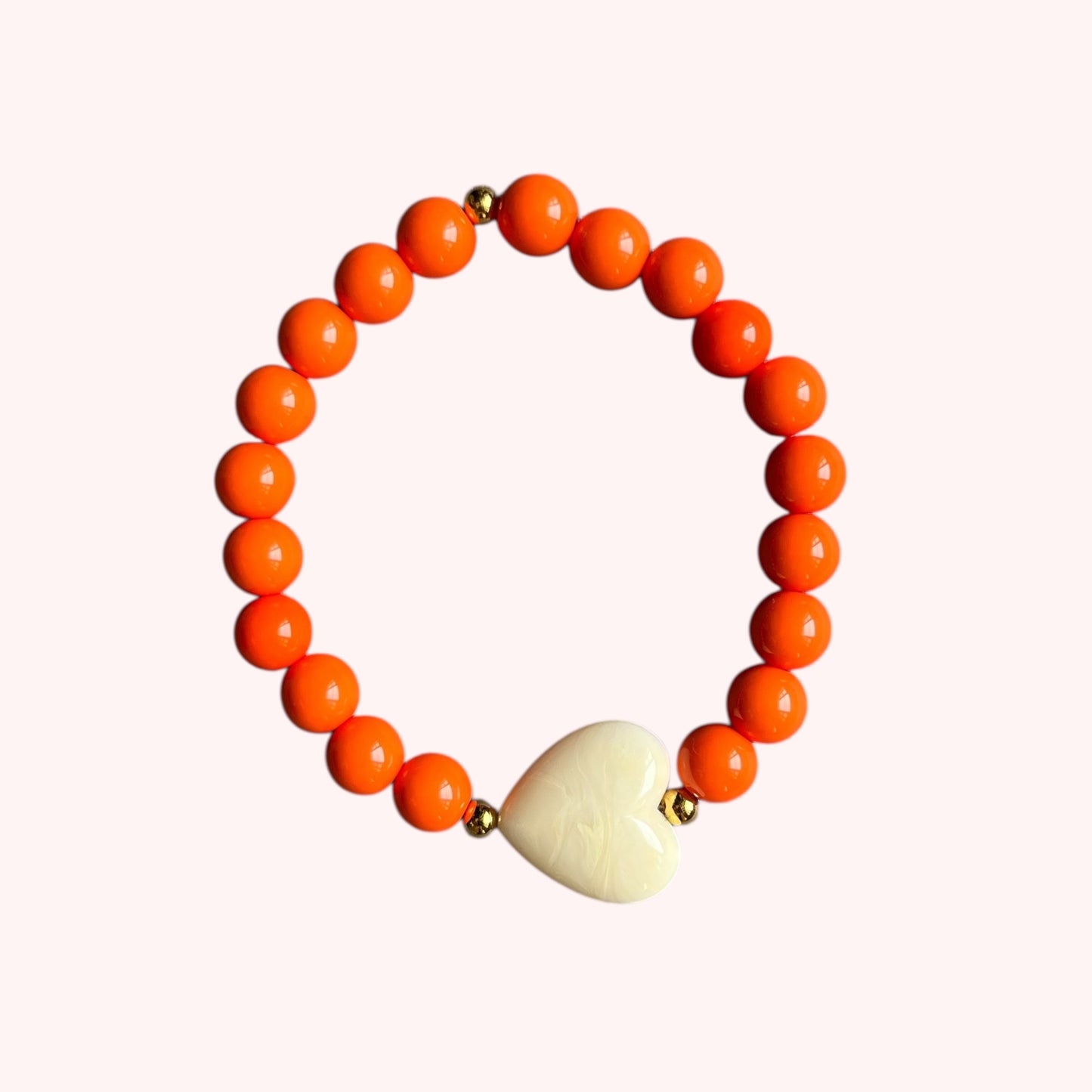 BRACELET PETIT COEUR - ORANGE/CRÈME