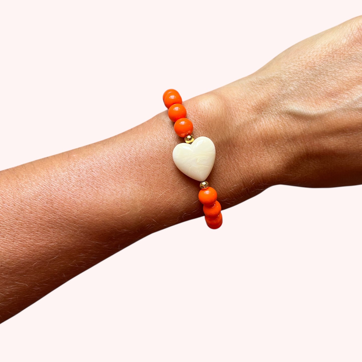 BRACELET PETIT COEUR - ORANGE/CRÈME