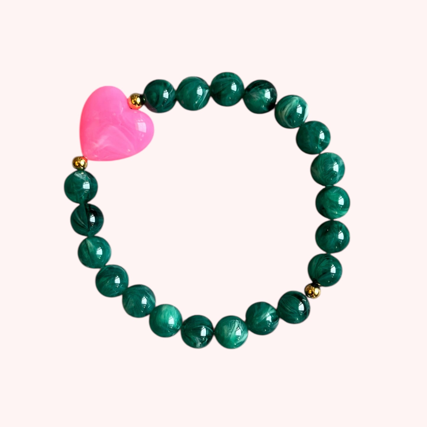 BRACELET PETIT COEUR - VERT/ROSE