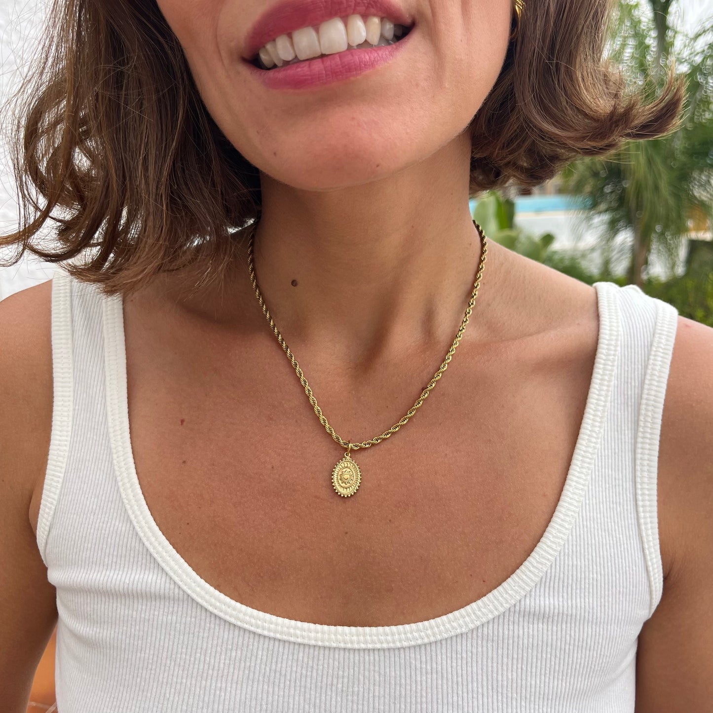 PENDENTIF MÉDAILLE FLEUR - SMALL