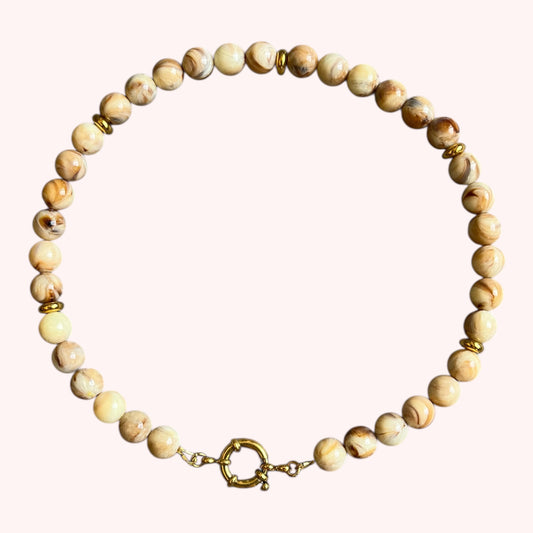 COLLIER PERLES BEIGES